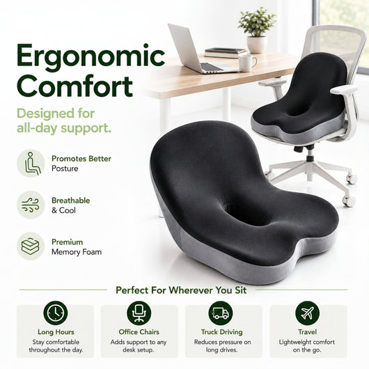 All-In-One Seat Cushion with Built-In Back Support