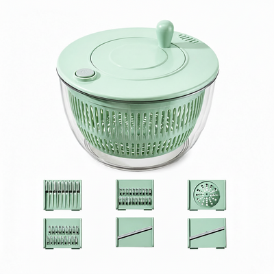 3-in-1 Salad Spinner & Slicer Set: One-Bowl Prep