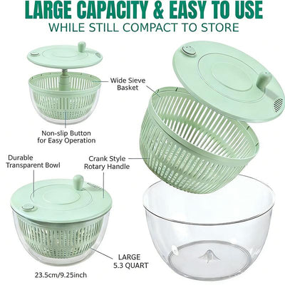 3-in-1 Salad Spinner & Slicer Set: One-Bowl Prep