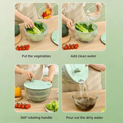 3-in-1 Salad Spinner & Slicer Set: One-Bowl Prep