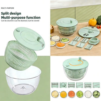 3-in-1 Salad Spinner & Slicer Set: One-Bowl Prep